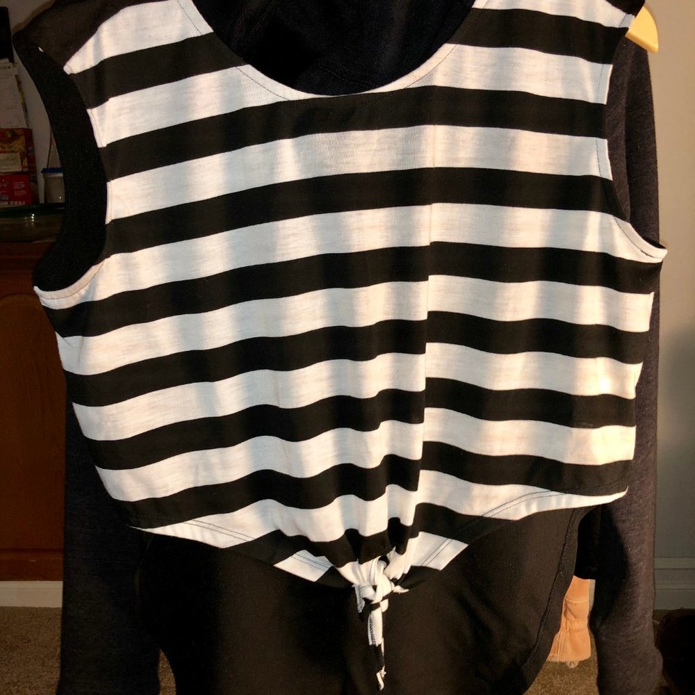 Striped tie blouse